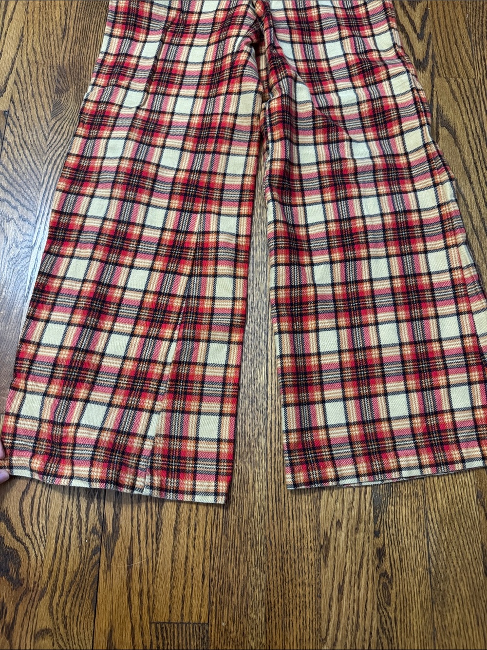 Vintage 1970s Carol Evans JCPenney Plaid High Rise Wide Leg Pants Size 26 Cotton - Picture 3 of 7